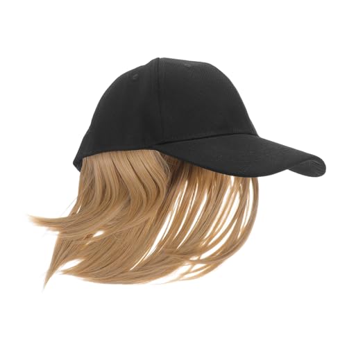 Veemoon Baseballcap mit Kurzer Gerader Haarverlängerung Damen Einteilige Perücke Hut aus Hitzebeständigem Fasermaterial Modisch Vielseitig für Alltag und Party Geeignet von Veemoon