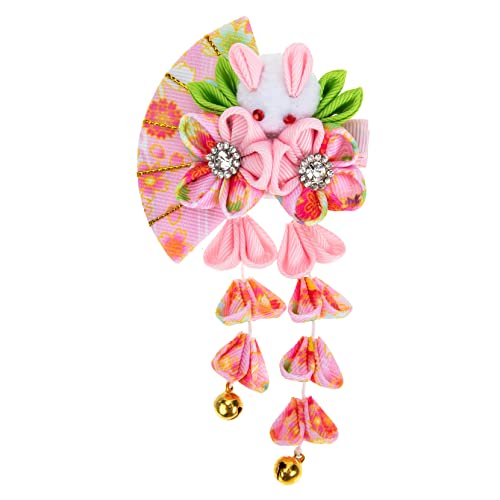 Veemoon Blumen Haarklammer mit Quaste und Niedlichem Hasen Design Zartes Haar Accessoire für Damen Geeignet als Modischer Haarschmuck für Hochzeit Hanfu und Alltag Leicht und Einfach zu von Veemoon