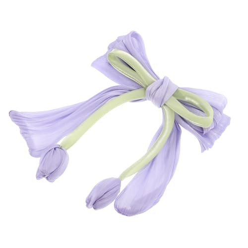 Veemoon Blumen Haarschleife Damen Haarspange Mit Tulpen Schleife Und Blumen Haarstyling Accessoire – Haarspange Mit Seitlichen Blumen Aus Polyester Für Hochzeiten Partys Und Den von Veemoon