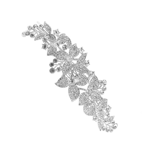 Veemoon Blumen Strass Braut Haarkamm Eleganter Hochzeitskopfschmuck für Damen Fotografie Requisiten und Besondere Anlässe Silber von Veemoon