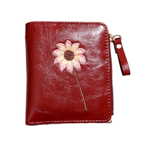 Veemoon Blumenmuster Bifold Geldbörse Weiblich Kurze Tasche Mit Mehreren Positionen Reißverschluss Lady Geldbörse Geldbörse () von Veemoon