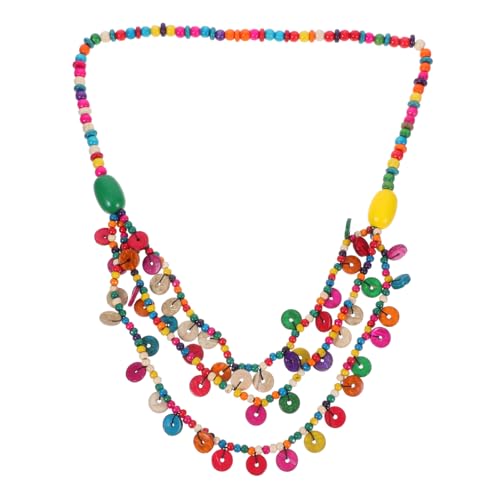 Veemoon Böhmische Halskette Kokosnussschalen und Bunten Holzperlen Modischer Mehrschichtiger Anhänger für Damen für Strandpartys und Besondere Anlässe von Veemoon