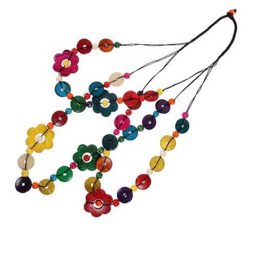 Veemoon Böhmische Halskette Aus Kokosnuss Schalen Mehrreihig Farbenfroh Handgefertigt Schmuck Für Frauen Für Partys Und Alltag von Veemoon