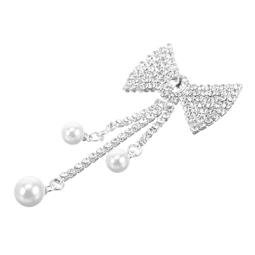 Veemoon Schleifen Brosche Mit Strasssteinen Und Perlen Anstecknadel Für Damenkleidung Sicherheitsbrosche Für Abendkleid Und Pullover Modischer Schmuck Für Formelle Anlässe von Veemoon