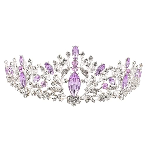 Veemoon Braut Diadem Stirnband mit Funkelnden Strasssteinen Silber Violette Tiara für Hochzeit Geburtstag Party und Brautjungfern Eleganter Kopfschmuck für Damen und Mädchen von Veemoon