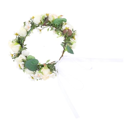 Veemoon Braut Haarband Blumenkranz Handgefertigte Krone aus Künstlichen Blumen für Hochzeiten Boho Stil Haarschmuck für Damen für Hochzeitsfeiern und Fotoshootings von Veemoon