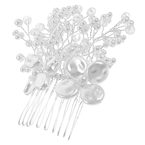 Veemoon Braut Haarkamm Silber mit Perlen und Kristallen Eleganter Seitenkamm für Hochzeit Strahlender Brautschmuck Funkelndes Accessoire für Damen Einfach Anzubringen von Veemoon