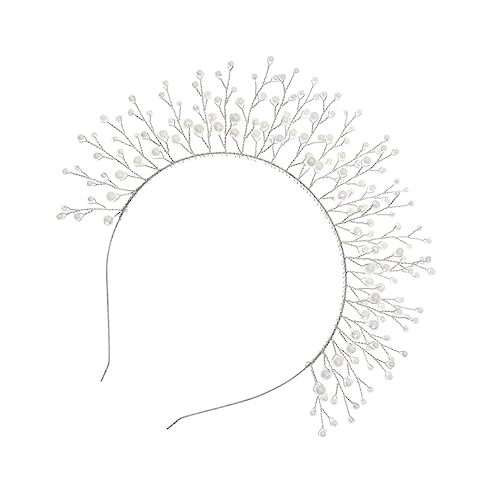 Veemoon Braut Haarschmuck Perlen Haarreif Silber Leichtes Hochzeits Stirnband für Hochzeit Bankett und Party Handgefertigtes Schmuckaccessoire mit Simulierten Perlen von Veemoon