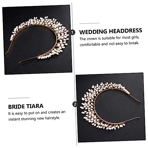 Veemoon Braut Tiara Haarschmuck Glänzende Perlen Krone Hochzeits Haarband Damen Prinzessin Stirnband für Hochzeit Brautjungfer Party Festliche Anlässe von Veemoon