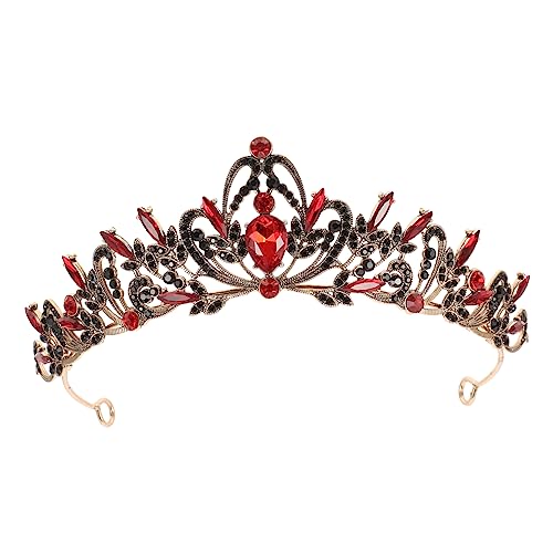 Veemoon Braut Tiara Kristallkrone Strass Haarreif Damen Hochzeit Kopfschmuck mit Funkelnden Roten und Schwarzen Zirkonia Design für Braut und Party Auffälliges Headpiece für von Veemoon