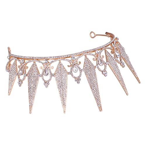 Veemoon Braut Tiara Kronenhaarreif mit Funkelnden Strasssteinen Goldfarbene Diadem Damen Leichter Brautschmuck für Hochzeit Party und Fotoshooting Langlebig und Einfach zu Tragen von Veemoon