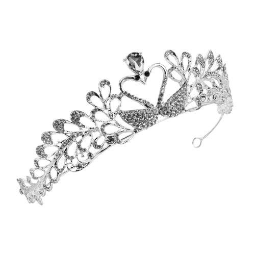 Veemoon Braut Tiara Silber mit Herz Design Hochzeit Haarschmuck Leichtes Langlebiges Kopfschmuck für Hochzeit Verlobung und Party Damen Accessoire von Veemoon