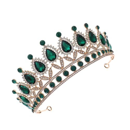 Veemoon Braut Tiara mit Grünem Strass Vintage Wasser Krone Haarschmuck für Hochzeit Braut und Festliche Anlässe Halbrundes Design für Damen und Mädchen von Veemoon