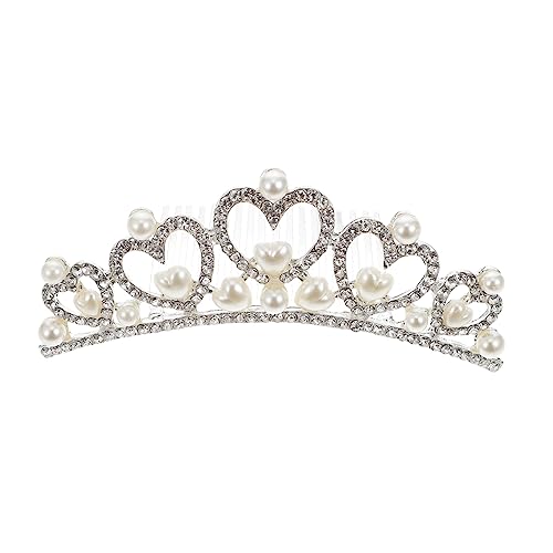 Veemoon Braut Tiara mit Perlen Langlebige Legierung Haarschmuck für Hochzeit Brautschmuck Festliches Kopfschmuck Accessoire für Unvergessliche von Veemoon