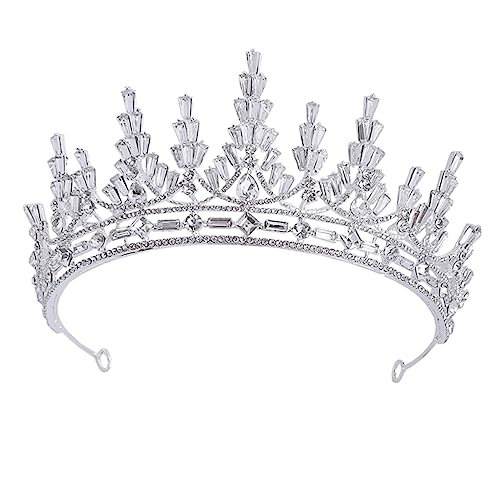 Veemoon Brautkrone mit Strassbesatz Silberner Haarschmuck für Frauen und Teenager Festliches Tiara Haarband für Hochzeit Abschlussball und Besondere Anlässe von Veemoon