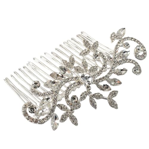 Veemoon Brautschmuck Haarkamm mit Funkelnden Strasssteinen Eleganter Hochzeit Haarkamm Seitlicher Haarschmuck für Braut und Festliche Anlässe Handgefertigt Weißer von Veemoon
