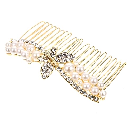 Veemoon Brautschmuck Haarkamm mit Perlen und Funkelnden Strasssteinen Eleganter Haarkamm für Frauen Hochzeits Haarschmuck Seitlicher für Besonderen Anlass Einfach zu Befestigen von Veemoon