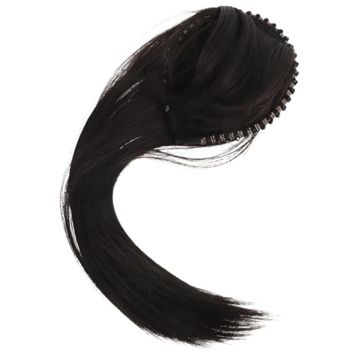 Veemoon Breites Haarband Perücken Haarteil mit Zähnen für Frauen Synthetisches Stirnband mit Strassverzierung Komfortabel Fester Sitz für Dünnes Haar Partys und Alltag Dunkelbraun von Veemoon