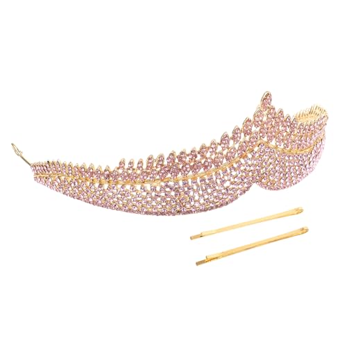 Veemoon Bridal Alloy Tiara Krone Damen Haarreif mit Funkelnden Strasssteinen Retro Stil Hochzeitskopfschmuck für Braut Geburtstag Festliche Anlässe Langlebig und Einfach zu Tragen von Veemoon