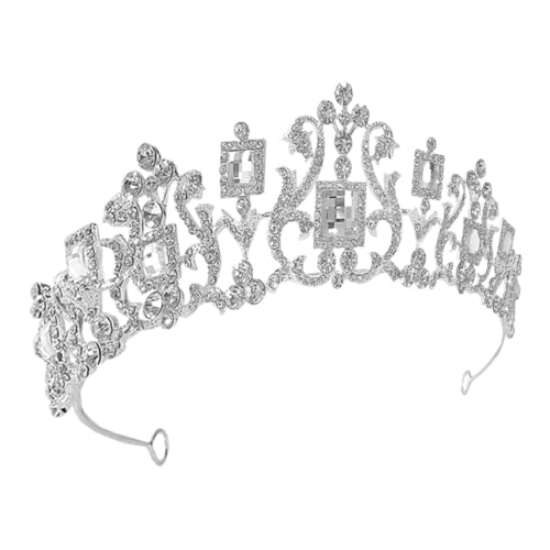 Veemoon Bridal Krone mit Strasssteinen Handgefertigtes Leichtes Haarschmuck für Frauen Silberne Geburtstagskrone Kopfbedeckung für Hochzeit Party Braut und Festliche Anlässe von Veemoon