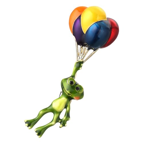 Veemoon Niedliche Frosch Brosche Aus Cartoon Tier Brosche Für Frauen Stabile Anstecknadel Für Kleidung Taschen Und Schals Charmante Deko Mit Ballon Design von Veemoon