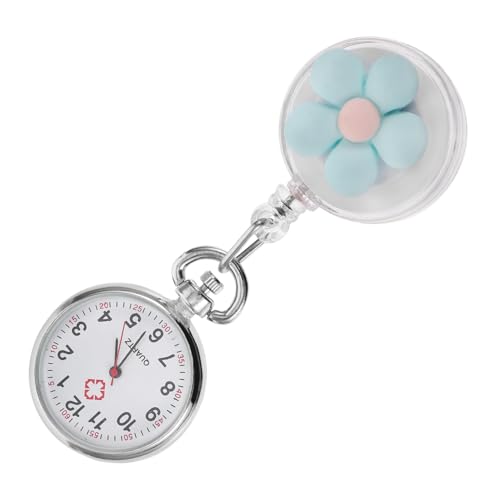 Veemoon Krankenschwesteruhr Clip Einziehbare Taschenuhr mit Blumenmuster Tragbare Quarz Uhr für Frauen Pflegeberuf für Einsatz von Veemoon