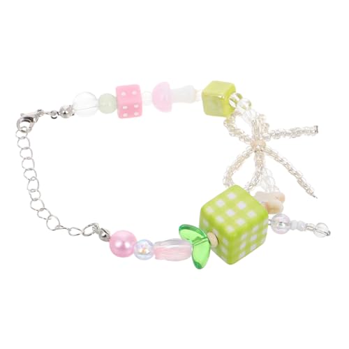 Veemoon Sommer-strandarmband Aus Harz Quadratisches Design Mit Schleife Handgefertigtes Perlen-fußkettchen Einstellbare Schmuck Für Frauen Und Mädchen von Veemoon