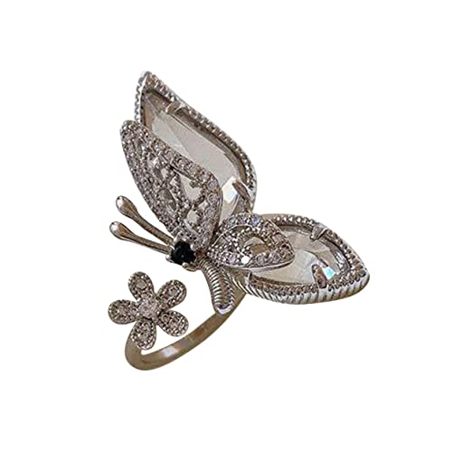 Veemoon Schmetterlingsringe Für Damen Verstellbarer Fingerring Aus Kupfer Öffnungsring Mit Schmetterlingsdesign Ringdekor Für Mädchen Und Frauen von Veemoon