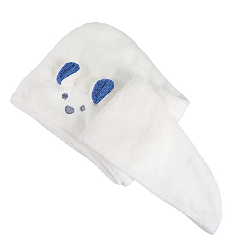 Veemoon Cartoon Bademütze mit Kaninchenohren Saugfähiges Mikrofaser Haartrockentuch Schnell Trocknend Leicht Schonend für Haare für Dusche Bad und Reisen Weißes Badetuch von Veemoon