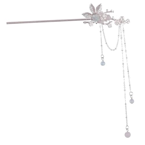Veemoon Chinesischer Haarstab Damen Retro Haarschmuck mit Blumen und Quaste Leichter Haarschmuckstab für Dutt und Dickes Haar Eleganter Haarnadel Fork für Frauen von Veemoon