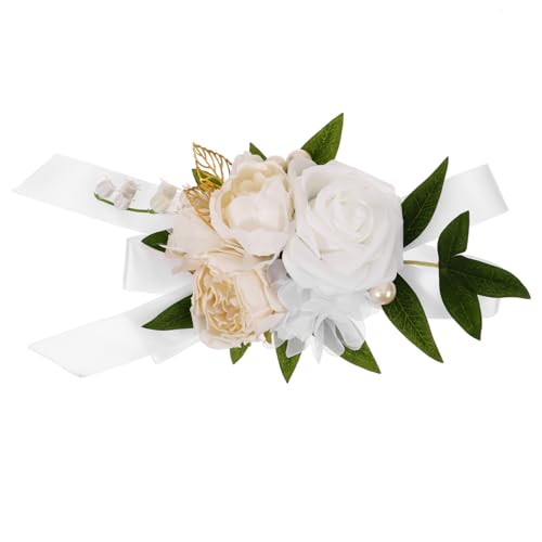 Veemoon Künstliche Corsage Mit Band Für Hochzeit Und Feiern Blumenanstecker Aus Seidenblumen Für Braut Und Brautjungfern von Veemoon