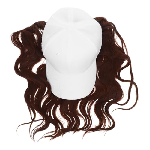 Veemoon Curly Hair Baseball Cap mit Integrierter Perücke für Damen Atmungsaktive Mütze mit Natürlichem Look Voluminöse Lange Locken Modische Outdoor-kappe für Alltag und Freizeit von Veemoon