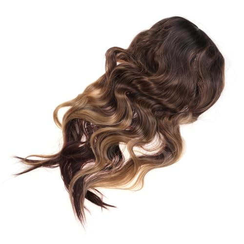 Veemoon Damen Lange Lockige Mittelscheitel Perücke Synthetische Cosplay Haarteile mit Atmungsaktivem Haarnetz für Fasching Party Alltag von Veemoon