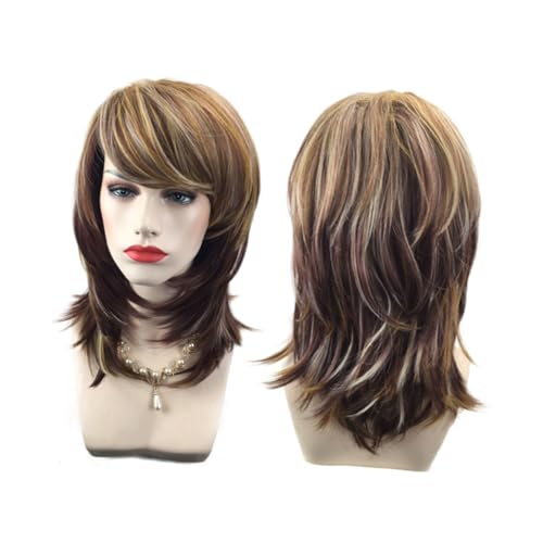 Veemoon Damen Lockige Perücke mit Elastischem Netz Natürlicher Look für Alltag Partys und Cosplay Handgefertigte Haarverlängerung Bequem und Atmungsaktiv von Veemoon
