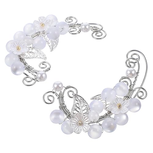 Veemoon Damen Ohrclips Metall Ohrklemme mit Perlenblumen Dekorative Nicht Piercing Ohrschmuck Elegant und Langlebig Für Geburtstag Hochzeit Club Party von Veemoon