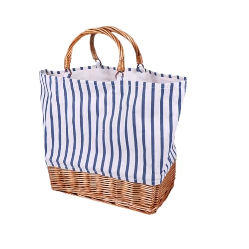 Veemoon Damen Rattan Canvas Handtasche Einfache Tragetasche mit Einzigartigem Design Leicht zu Reinigen Langlebig für Einkäufe Reisen Stilvolle Einkaufstasche von Veemoon