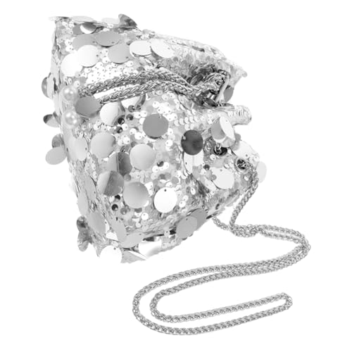 Veemoon Damen Umhängetasche mit Pailletten Quasten Stilvolle Crossbody Bag für Partys Formelle Anlässe Abnehmbarer Schultergurt Modisches Design Silberfarben von Veemoon