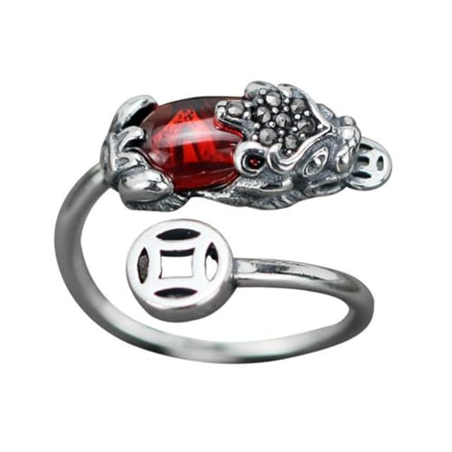 Veemoon Roter Edelstein Fingernagelring Offener Ring Eleganter Hand Schmuck Für Damen Verstellbar Strassring Vintage Design Für Besondere Anlässe von Veemoon