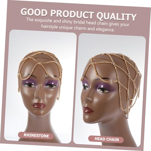 Veemoon Delikate Braut Haarschmuck Wasserfall Strass Haarkette Mehrlagig Goldfarben Kopfbedeckung für Hochzeit Festliche Frisuren Damen Mädchen von Veemoon