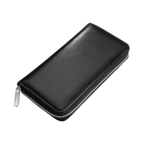 Veemoon Sichere Geldbörse Mit Reißverschluss Rindsleder-geldbörse Langer Halterung Unisex-Tasche Herren-geldbörse Multiple Taschen Bargeldaufbewahrung Kreditkartenhalter von Veemoon