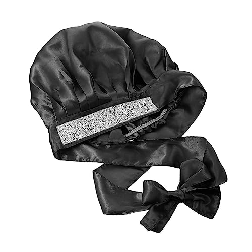 Veemoon Doppellagige Satin Badehaube mit Pailletten Breiter Krempe Verstellbare Schlafhaube und Haarschutz für Damen Atmungsaktiv Komfortabel für Schlaf Dusche und Hausgebrauch von Veemoon