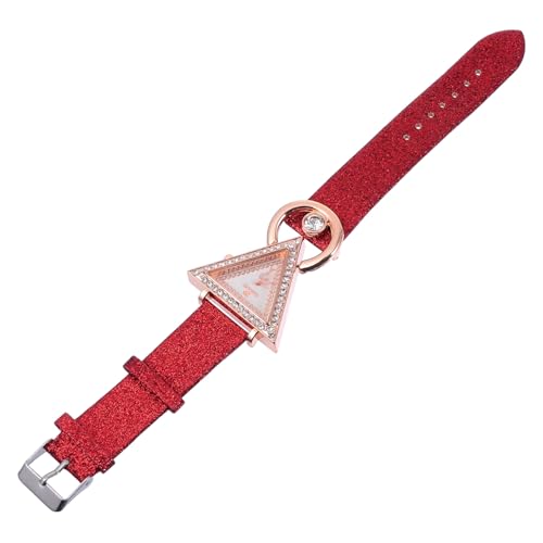 Veemoon Dreieckige Modeuhr Mit Strass-intarsien Und Lederarmband Für Damen Quarzuhr Für Alltag Verabredungen Und Partys von Veemoon