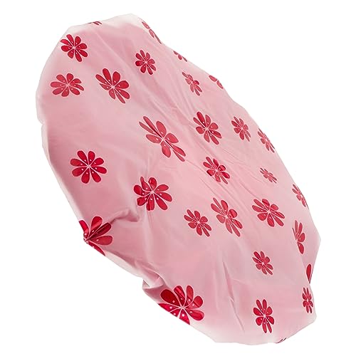 Veemoon Duschhaube Damen Reusable Satin Haarschutz Shower Cap mit Rutschfestem Kopfband Doppellagig Weich und Langlebig für Duschen und Bad Modisches Rotes Schneeflocken Muster von Veemoon