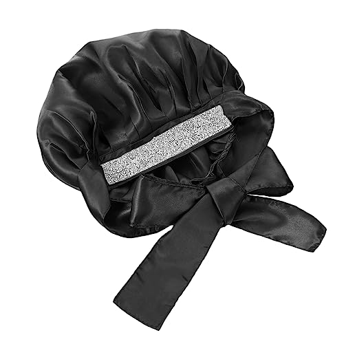 Veemoon Duschhaube mit Elastischem Band Doppellagige Satin Schlafhaube mit Pailletten Wasserdichte Haarkappe für Damen Verstellbar und Stabil Sitzend für Indoor Dusche und Nachtpflege von Veemoon