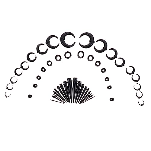 Veemoon Ear Stretching Set aus Acryl Schwarze Spitze Dehnschnecken Ohrstecker Einteilig für Damen und Herren Flexibles Piercing Schmuck Zubehör zum Ohrloch Dehnen und Modischen Look von Veemoon
