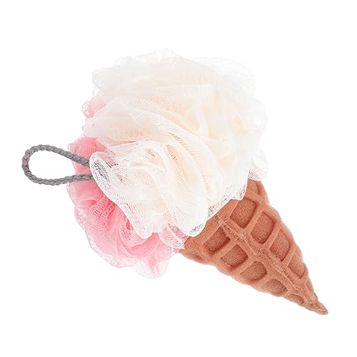 Veemoon Eiscreme Duschluffa 1Stück Peeling Körperreinigung Blume aus PE Material für Damen und Kinder Badezubehör mit Reichhaltigem Schaum von Veemoon