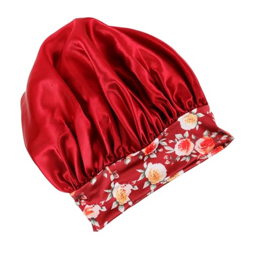 Veemoon Elastische Satin Schlafhaube mit Breitem Rand Weiche Schützende Haarmütze für Damen Geeignet für Lockiges Haar Beauty und Haarschutz Weinrot Veemoon Elastische Satin Schlafhaube mit Breitem Rand Weiche Schützende Haarmütze für Damen Geeignet für Lockiges Haar Beauty und Haarschutz Weinrot von Veemoon
