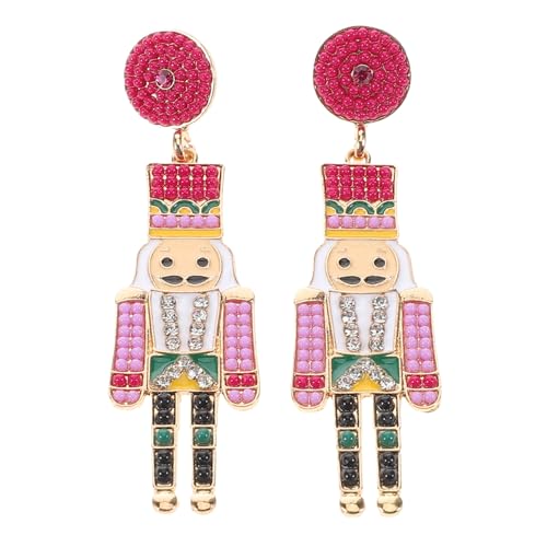 Veemoon Elegante Baumschmuck Ohrringe mit Strass und Perlen Legierungs Nussknacker Design Trendige Dangle Ohrringe für Frauen Geeignet für Hochzeiten Partys und Festliche Anlässe von Veemoon