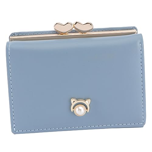 Veemoon Faltbare Damengeldbörse Aus Pu-Material Mit Kunstperlendekor Fächer Fach Fotofach Münzfach Kurze Geldbörse Für Damen von Veemoon