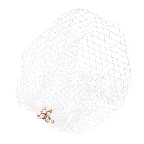 Veemoon Eleganter Braut Fascinator mit Perlenbesatz Leichtes Netz Haarschmuck Festlicher Schleier für Hochzeit Bankett und Teeparty Langlebiges Weißes Kopfschmuck Accessoire von Veemoon